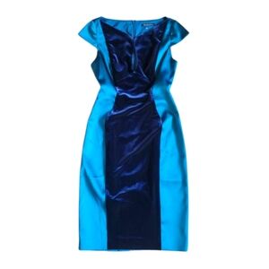 New BLACK‎ HALO Satin Velvet Pencil Cut Formal Business Party Sheath Dress